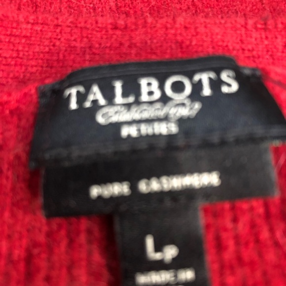 Talbots deep red v- neck cashmere sweater size large petite - Picture 3 of 3